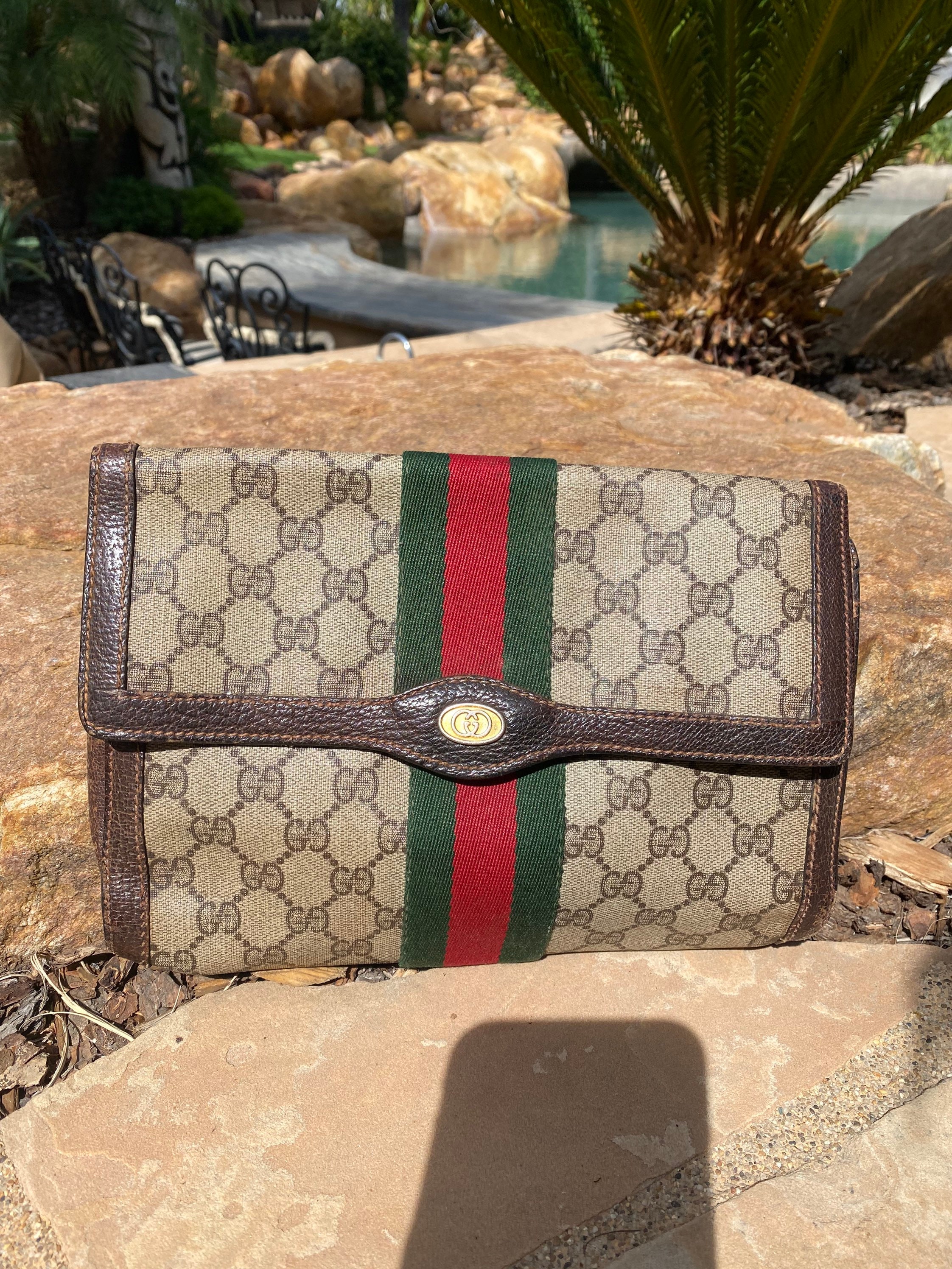 Vintage Gucci Monogram Stripe Shoulder Bag – Recess