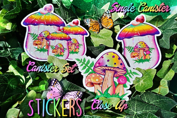 Rainbow Merry Mushroom Inspired Sticker or Fridge Magnet - Sears Merry Mushroom Canister Decal - Holographic and Laminated