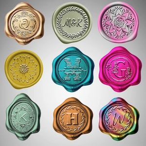 Adesivos de lacre de cera realistas (NÃO CERA REAL) - Cor e design totalmente personalizáveis - Pacote com 30 - Perfeito para convites de casamento e salvar as datas