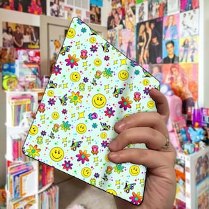 90's Smiley Face Rainbow Butterfly Textured Glitter Skin for E-Reader - For Kindle Basic, Paperwhite, Scribe and Oasis, Boox Color 7