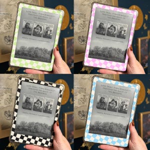 May include: Four e-readers with different colored checkered borders are displayed. Each screen shows the cover of a book titled "Love Small Town Romance? Discover the Magic of the Bradens" by Melissa Foster.