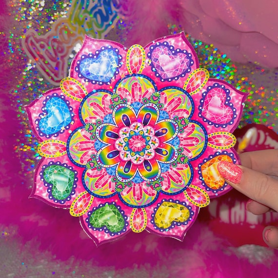 Rainbow Gem Mandala Sticker or Magnet - Laptop Decal - Waterproof and Laminated