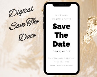 Minimalist Basic Save The Date Evite, Electronic Save The Date, Digital Download, Editable Canva Template, Text Message Evite, Wedding Card