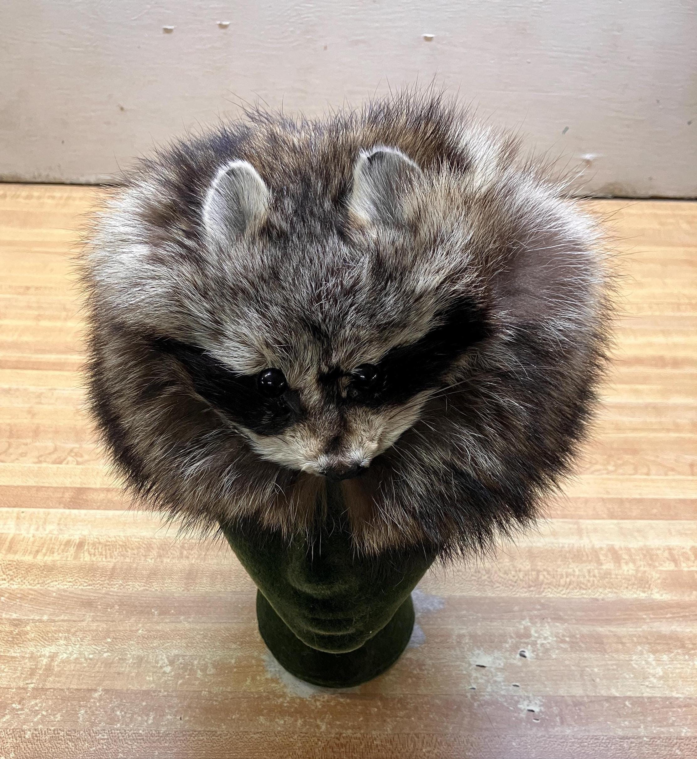 Handmade Raccoon Fur Hat With Face - Etsy display picture 1