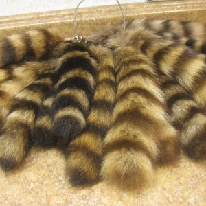 Tanned Raccoon Tail Key Chain With Clip