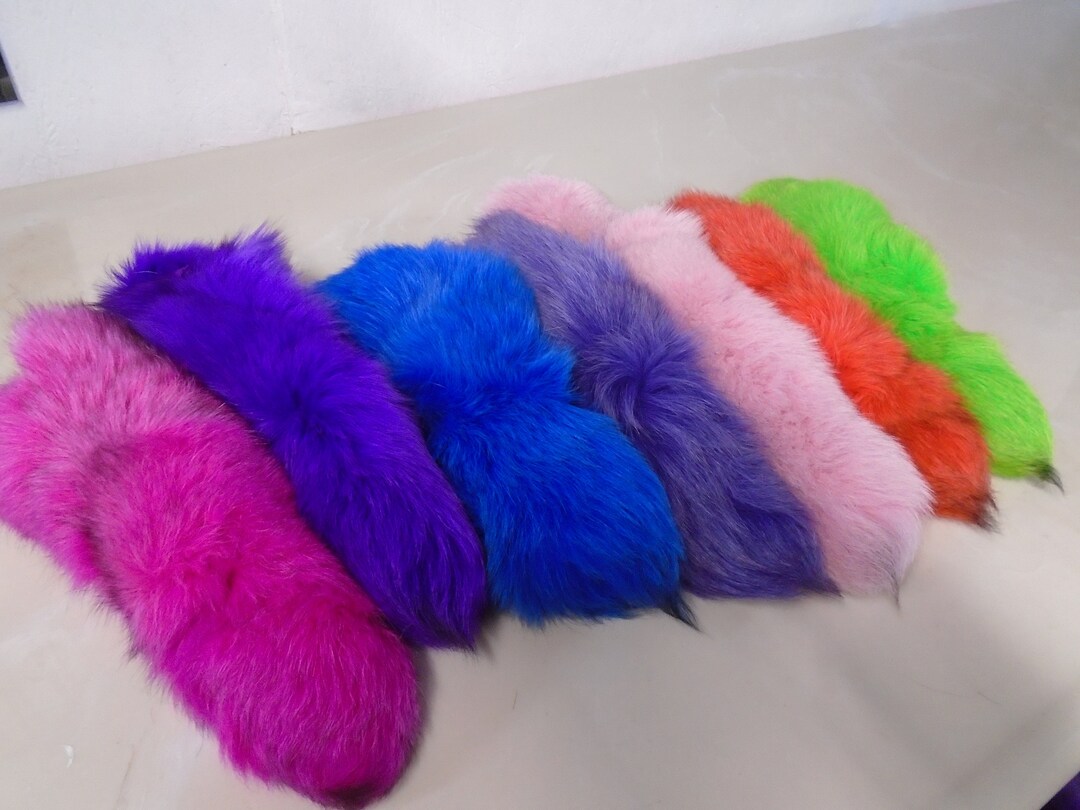 Large Tanned Ranch Fox Tails Dyed Soft and Bright Solid Colors Etsy