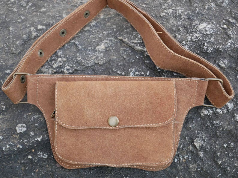 sued leather smartphone pouch leather utility bet waist bag brown belt bag hippie belt pouch Leather fanny pack festival hip bag