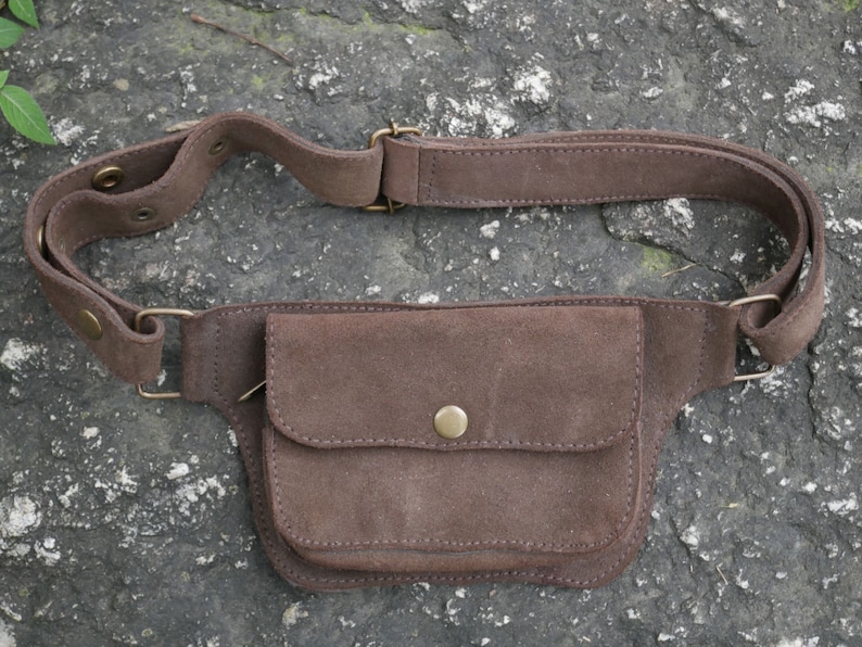 sued leather smartphone pouch leather utility bet waist bag brown belt bag hippie belt pouch Leather fanny pack festival hip bag