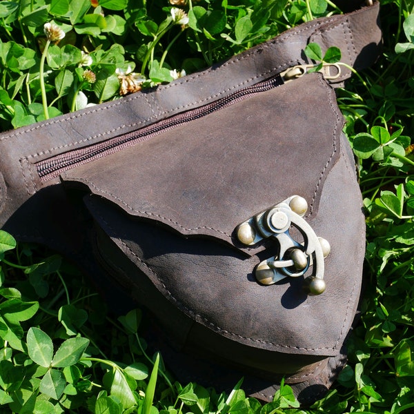 Leather hip bag boho chic | leather fanny pack - festival belt bag | handmade leather waist bag - brown leather utility belt | hippie chic