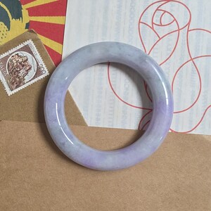 Certified Type A Natural Burmese Jadeite Bangle | Thick Lavender Round Jadeite (55 mm)