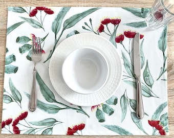 Australian Natives Gum Blossom Eucalyptus Placemats Australiana table decoration Australian native flora kitchen decor table placemat