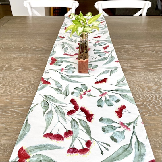 Australian Gum Blossom Table Runner Table centre piece Australiana table linens decoration Australian native flora christmas table runner