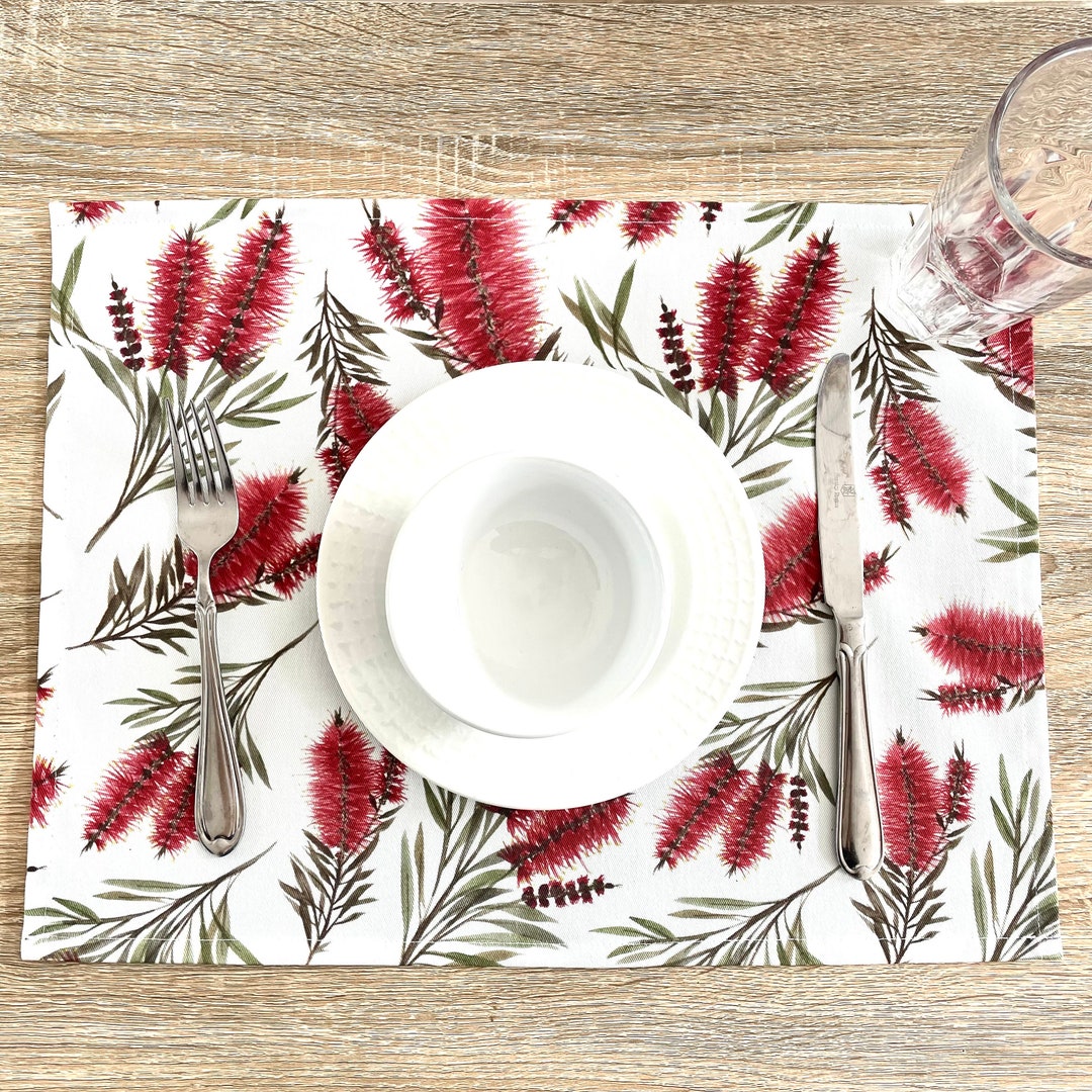Australian Natives Bottlebrush Flowers Placemats Australiana Etsy