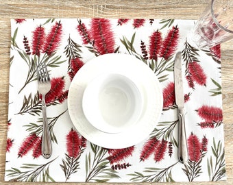 Australian Natives Bottlebrush flowers Placemats Australiana table decoration Australian native flora kitchen decor table placemat