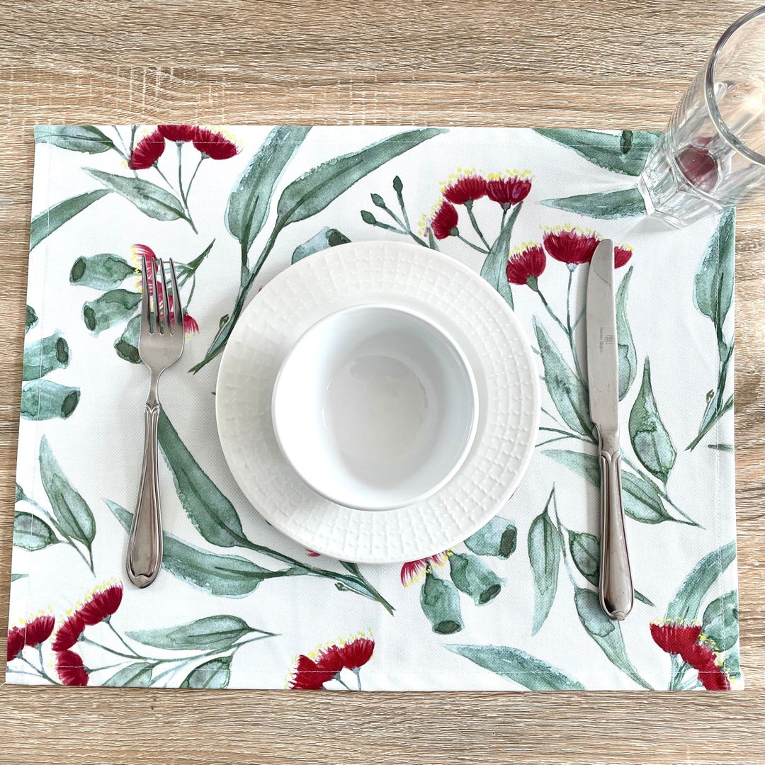 Australian Natives Gum Blossom Eucalyptus Placemats Australiana Table