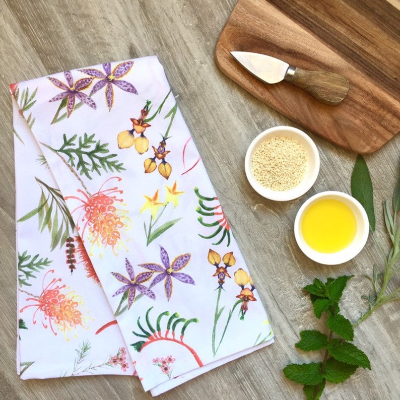 Tea Towel Australian Native Flora Teatowel Dish Cloth 100 Etsy Australia