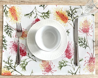 Australian Natives Grevillea Placemats Australiana table decoration Australian native flora kitchen decor table placemat