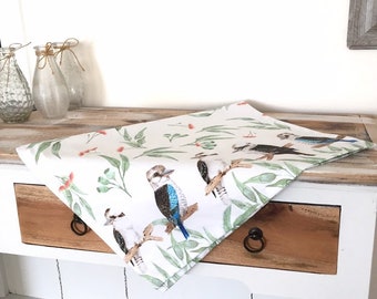 Tea Towel Kookaburra Bird Australian Bird Teatowel Dish Cloth 100% Cotton Made in Australia Kitchen Towel