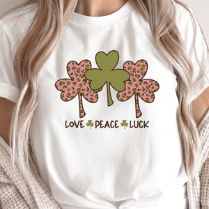 St. Patrick's Day SVG / Love Peace Luck SVG / Shamrock / Leopard Print / Cut File / Clip Art / Southern Spark / svg png eps pdf jpg dxf