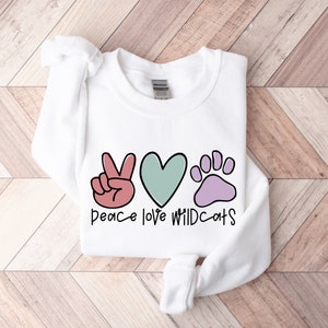 Peace Love Wildcats SVG / Back To School / Wildcats First Day Of School / Clip Art / Cut File / Southern Spark / svg png eps pdf jpg dxf