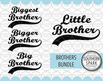 Bundle/ Biggest Bigger Big Little Brother SVG / Siblings Set / Brothers / Sporty Swash / Cut File / Southern Spark / svg png eps pdf jpg dxf
