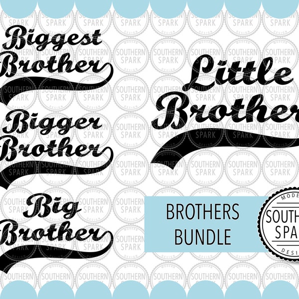 Bundle/ Biggest Bigger Big Little Brother SVG / Siblings Set / Brothers / Sporty Swash / Cut File / Southern Spark / svg png eps pdf jpg dxf