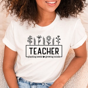 Teacher Planting Seeds Growing Minds SVG / Teacher SVG / Hand Drawn Flowers / Cut File / Clip Art / Southern Spark / svg png eps pdf jpg dxf