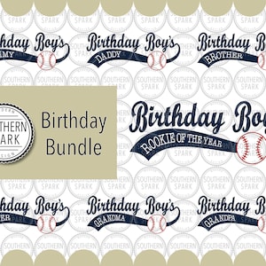 Bundle Birthday SVG / Mommy Daddy Brother Sister Grandma Grandpa / Baseball SVG / Rookie / Southern Spark / svg png eps pdf jpg dxf