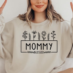 Mother's Day Mommy SVG / Blessed Mommy SVG / Hand Drawn Flowers / Cut File / Clip Art / Southern Spark / svg png eps pdf jpg dxf
