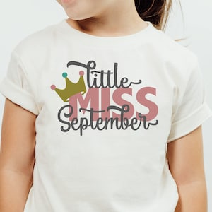 Birthday SVG / Girl Birthday SVG / Little Miss September / Birthday / Crown / Cut File / Clip Art / Southern Spark / svg png eps pdf jpg dxf