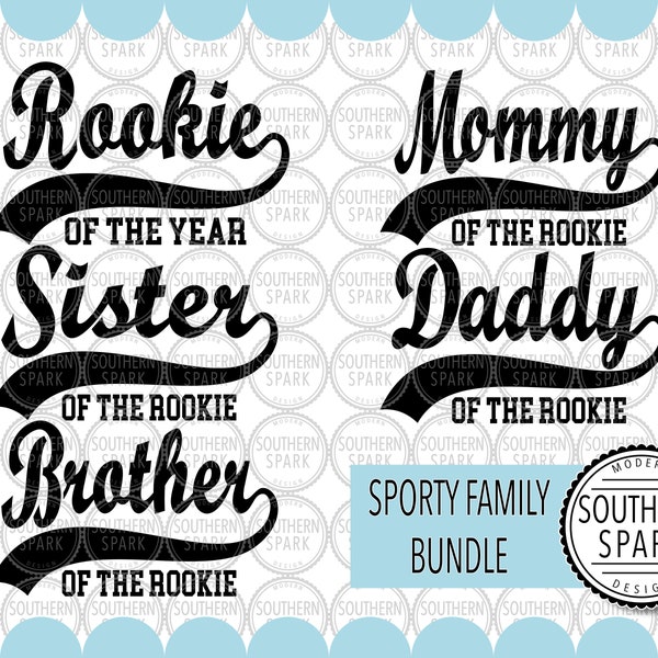 Bundle Sporty Mommy Daddy Brother Sister Rookie Of The Year SVG / Rookie Of The Year SVG / Cut File / Clip Art / svg png eps pdf jpg dxf