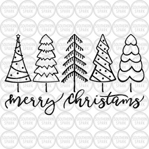 Merry Christmas SVG / Three Trees SVG / Christmas Trees SVG / Holidays