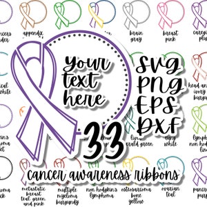 Bundle Cancer Awareness Ribbons And Text Circle SVG PNG / Cancer SVG / Add Text / Cut File / Clip Art / Southern Spark / svg png eps dxf