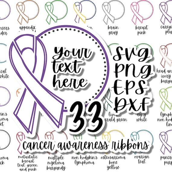 Bundle Cancer Awareness Ribbons and Text Circle SVG PNG / - Etsy