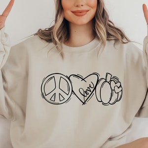Peace Love Fall SVG / Peace Love Pumpkin SVG / Halloween SVG / Thanksgiving / Cut File / Clip Art / Southern Spark / svg png eps pdf jpg dxf