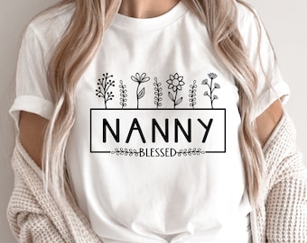 Mother's Day Nanny SVG / Nanny With Flowers SVG / Hand Drawn Flowers / Cut File / Clip Art / Southern Spark / svg png eps pdf jpg dxf