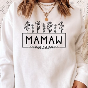 Mother's Day Mamaw SVG / Mamaw With Flowers SVG / Hand Drawn Flowers / Cut File / Clip Art / Southern Spark / svg png eps pdf jpg dxf