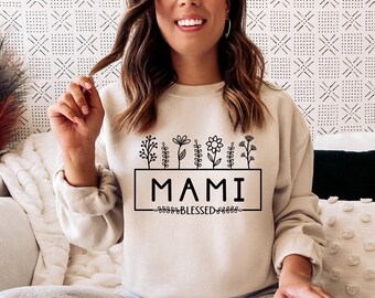 Mother's Day Mami SVG / Mami With Flowers SVG / Hand Drawn Flowers / Cut File / Clip Art / Southern Spark / svg png eps pdf jpg dxf