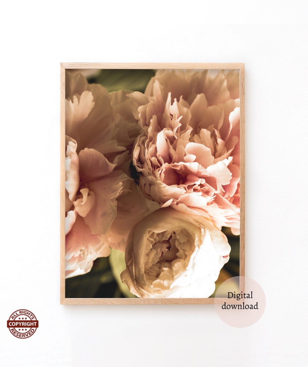 Pink Peonies Printable Poster, Floral Wall Art - Etsy