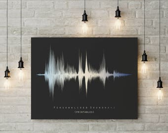 Personalised Soundwave Print, Sound Wave Printable, Personalised Voice Art, Song Music Heartbeat Voice Fathers Day Mothers Day New Baby Gift