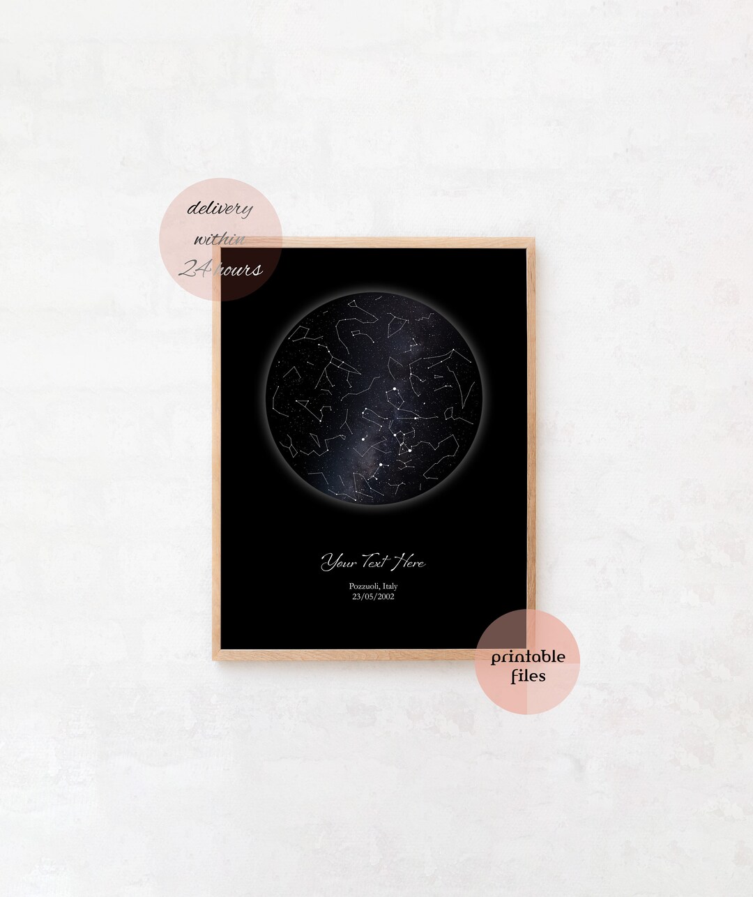 Custom Star Map, Printable Files, Constellations Night Sky Print, Sky ...