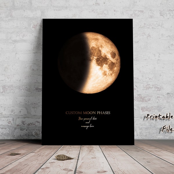 Moon Phase Custom Print,Printable Files, Personalized Moon Phase Print, Moon Phase Poster, Moon Phase Wall Art, Large printable Poster