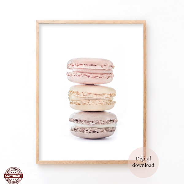 French Macarons, Macaron Printable Poster, Food Photography, Printable Wall Decor, Macarons