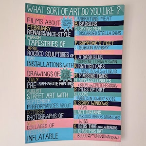 Welche Art Von Kunst mögen Sie - Originale Malerei - Text Lustige Streifen Wandkunst Schrullig A1 Großes Bild - Rosa Blau Grün Pop Art Poster
