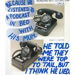 Feminist Art Handmade | Small Art Print | A6 Breakup Card | Reasons Not to Call Him-Podcast in Bed with Mum | Dark Humour | Funny Rude Card