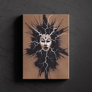 Fulgur - Illustrazione scaricabile in bianco e nero su carta colorata / Diverse dimensioni incluse / Creepy