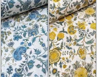Floral Viscose and Flax blend fabric by the metre or half metre, Linen, Regency, Reenactment, Georgian, Historical, Jane Austen