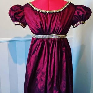 Round Neck Regency Dress, Gown, Georgian, Jane Austen, Pride and Prejudice, Empire line Dress, Handmade, Made To Order, Made to Measure
