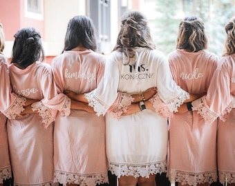 COTTON LACE ROBES - Bridesmaid Robes - Bridesmaid Gifts - Set of Robes - Personalized Robes - Bridal Party Robes - Bridesmaid Proposal