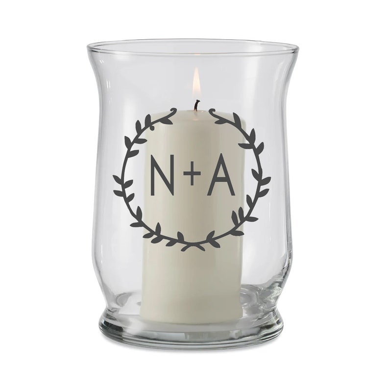 Unity Candle Holder Set Wedding Monogram Hurricane Glass Etsy
